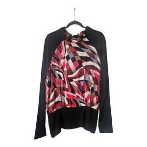 Garnish PDX Womens L Top Pullover Multicolor Band Waist USA Silk Bamboo